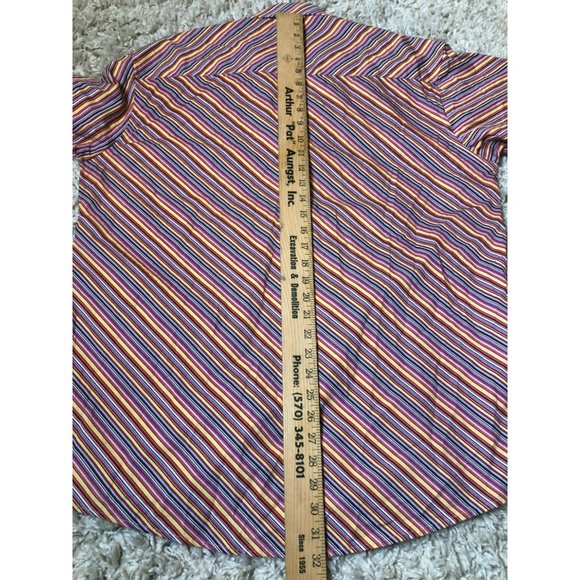Mens Vazzoni Button Up Rainbow Striped Sz L Single Needle Tailoring Shirt - Picture 4 of 6